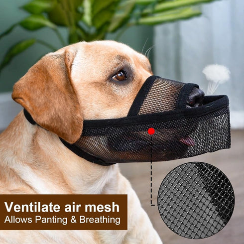 Crazy Felix Nylon Dog Muzzle for Small Medium Large Dogs, Air Mesh Breathable Pet Mouth Guard for Anti-Biting (S, Grey)