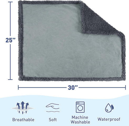 Kritter Planet Waterproof Puppy Blanket for Small Dogs, Pee Proof Sherpa Fleece, Reversible Cover for Couch and Bed