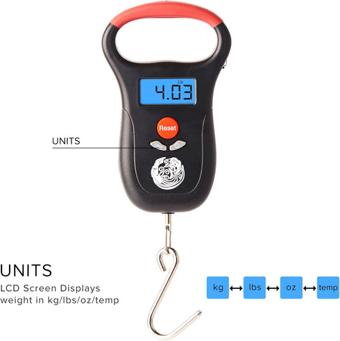 Kraken Bass Fishing Scale, Portable Electronic Digital Weight Display with Measuring Tape, Essential Fishing Gear