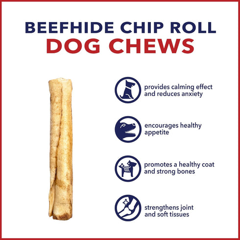 Pet Factory American Beefhide Dog Chew Treats, 5" Chip Rolls, Chicken Flavor, 8 Count/1 Pack