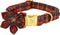 Elegant Little Tail Red Plaid Christmas Dog Collar with Flower, Holiday Pet Collar for X-Large Dogs