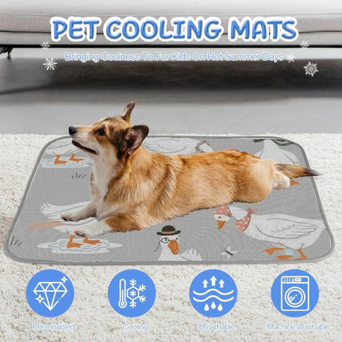 imiBBWQu Summer Summer 27" 22" Cooling Pad Cute Geese Hat White Grey Dog Mat Bed Washable Cooling Pet Pad Bed Mat Cat