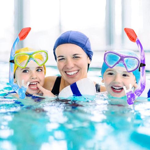 Kids Snorkel Set, Dry Top Snorkeling Gear for Youth Boys Girls, Tempered Glass Swimming Diving Mask