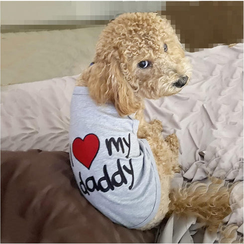 3 Pack Dog Shirt for Small Dogs - Summer Clothes with Love Mommy and I Love My Daddy, Soft Breathable Pet Outfits