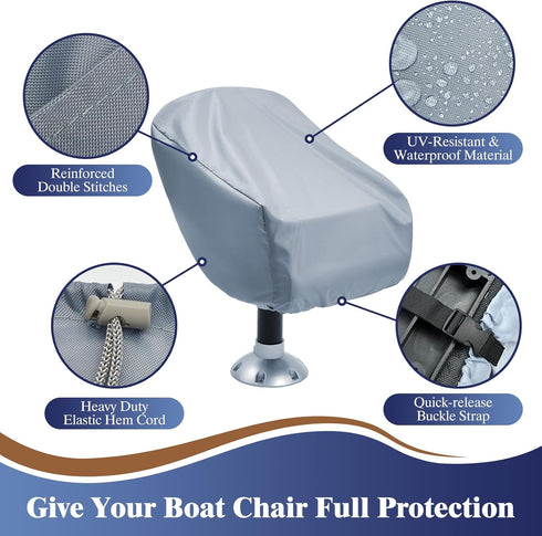 2 Pack 900D 18W 20D 14H inch, ANGSYLTH Boat Seat Covers - Waterproof Heavy Duty Boat Folding Chair Cover - x x Grey.