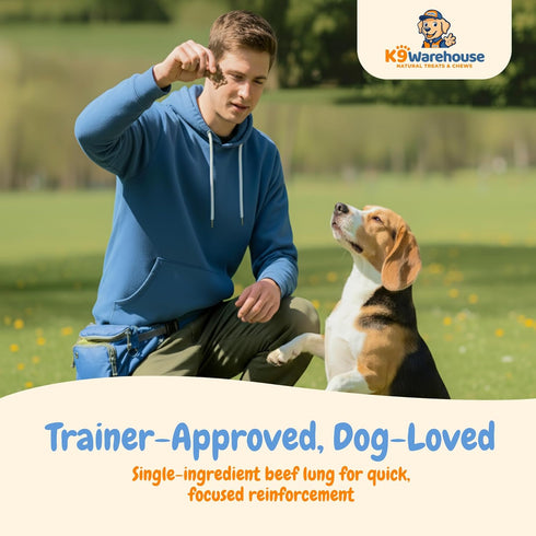 K9warehouse Packed Beef Lung Dog Treats - Two Pounds - Dehydrated & Roasted Tips - All Natural Dried Treats for Dogs