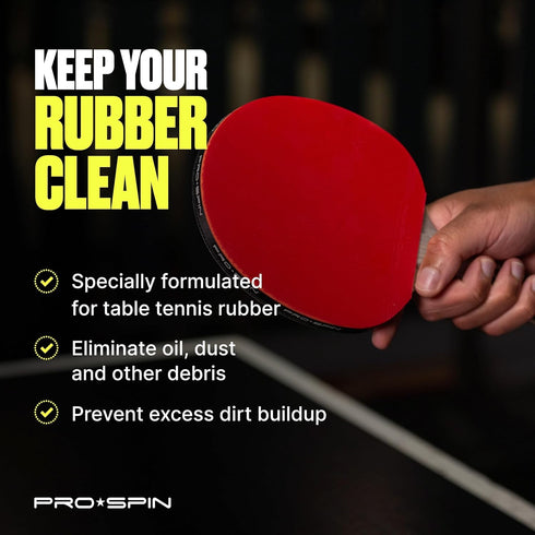 PRO SPIN Ping Pong Paddle Cleaner, Table Tennis Rubber Cleaning Kit, 200ml Rubber Cleaner & Sponge Included