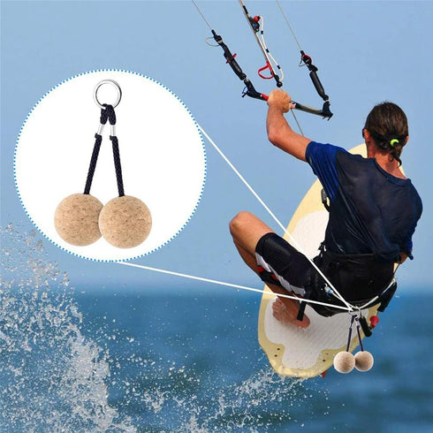 Floating Cork Keyring, 2Pcs Wooden Ball Key Ring for Sailing Boat Water Sport Accessories (#1)