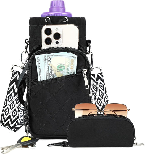 AGLOD Water Bottle Carrier Bag with Strap, Water Bottle Holder Crossbody Bags