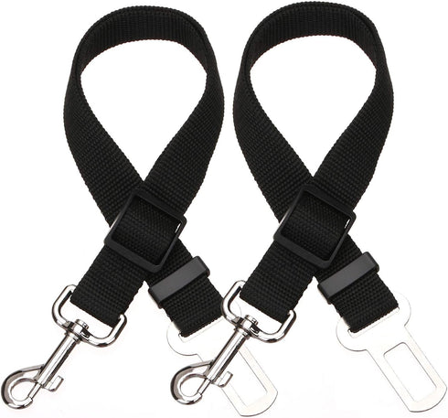 Elisel 2 Packs Adjustable Length Pet Dog Cat Car Seat Belt | Pet Accessories for Dogs, Cats, and Pets (Black)
