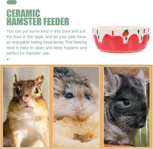 Dish Water Small Glider Sugar Gerbil Rat Pattern Pet Hamster Feeding Bowl, Cute Ceramic Animal Container