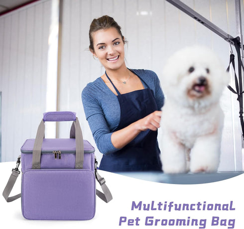 SMYV Pet Grooming Bag for Dog Grooming Supplies, Dog Tote Travel Bag for Pets Grooming Tools Kit Accessories - Light