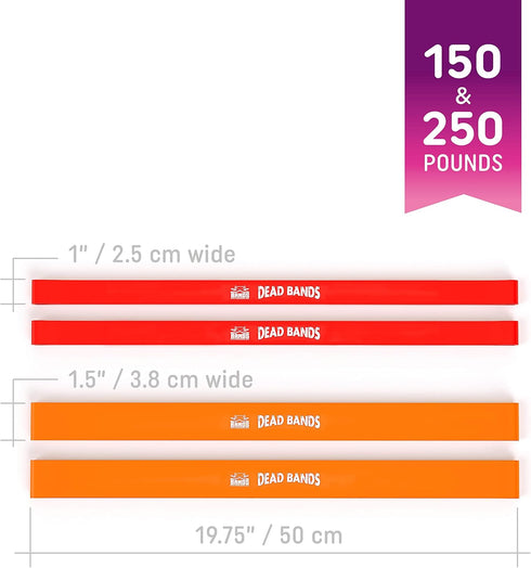 The X Bands Dead Bands - Premium Weightlifting Resistance Loop Band for Strength Workout, 150/250 lbs Sets