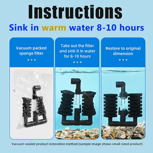 1 Pack AQUANEAT Double Bio Sponge Filter, for Fry, Betta, Shrimp, Nano, Aquarium Fish Tank