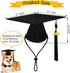 Dog Graduation Outfit - Adjustable Graduation Cap with Black Tassels 2023 Charm, Necktie and Bow Tie Collar for Dogs