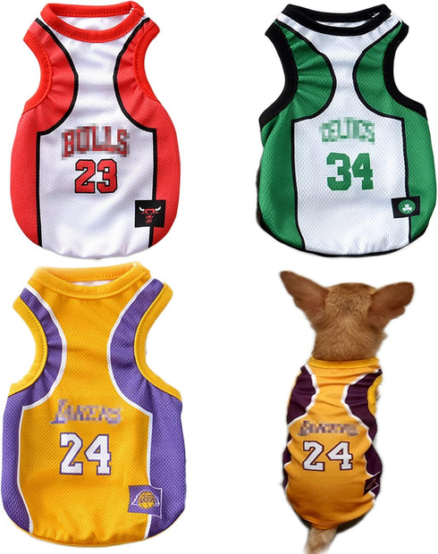 3Pack Dog Clothes for Small Dog Girl, Puppy Chihuahua Yorkies Bulldog Clothes for Medium Dogs Boy Basketball Jersey Pet