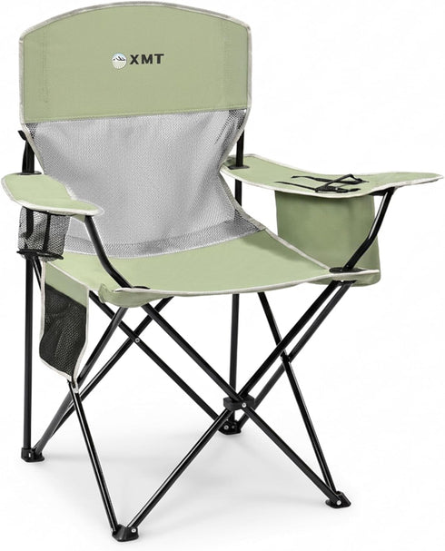 XMT Portable Outdoor Folding Chair with Cup Holder & Cooler Bag - Breathable