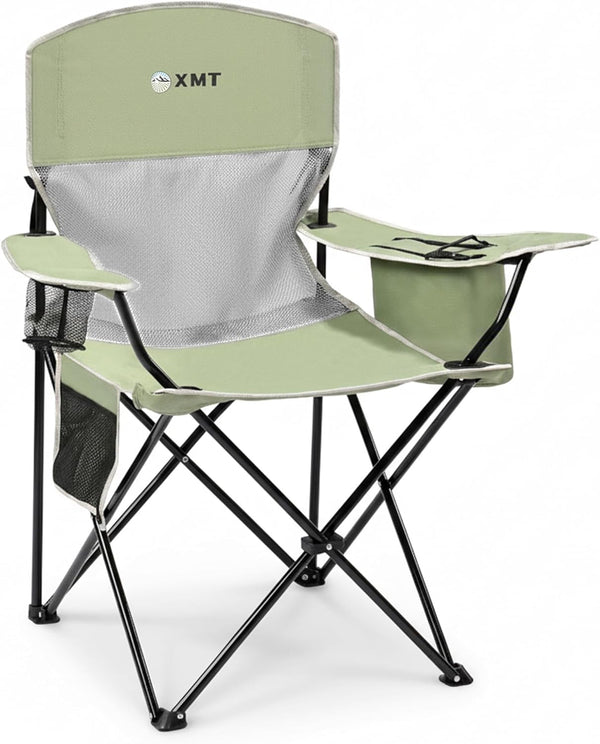 XMT Portable Outdoor Folding Chair with Cup Holder & Cooler Bag - Breathable