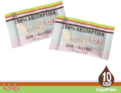 Licks Pill-Free Omega 3 Dog Allergy Relief for Small Breed - Vitamins & Supplements for Itch Relief - Gel Packets, 10