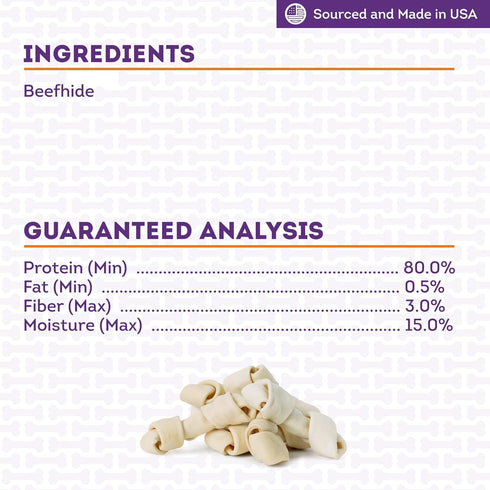 USA Beefhide Bones - 5-6" Dog Chew Treats, Chicken Flavor, 7 Count/1 Pack