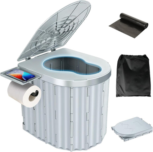 Clirass Portable Camping Toilet for Adults,15" Portable Outdoor Folding Tall Toilet with