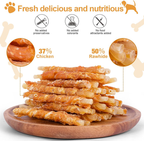 1lb Chicken Wrapped Rawhides for Dogs Treats Puppy Training Snacks Sticks Dog Rawhide Chews All Natural Dog Treats
