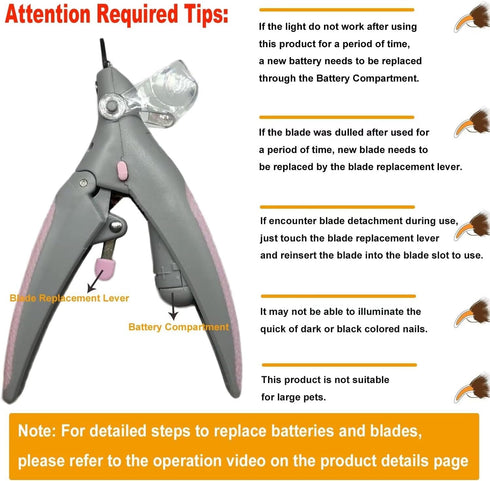 Illuminated Pet Nail Clipper with 5X Magnification, Safe LED Light Grooming Tool for Dogs and Cats
