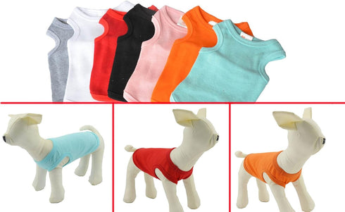 Lovelonglong 2019 Summer Pet Clothing, Dog Clothes Blank T-Shirts, Ribbed Tanks for Pit Bull Medium Dogs, 100% Cotton