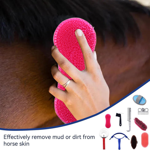 Beufee 10 Set Set Pieces Horse Grooming Kit, Tack Room Supplies Horse Brush Horse Bathing Supplies for Horse Riders
