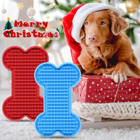 Lick Mat for Dogs, 2 Pack Peanut Butter Licking Mats, Slow Feeding Bowl for Pet Food and Grooming