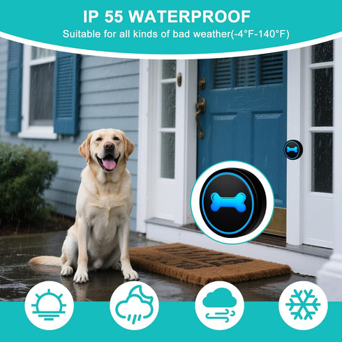 Yoiilifee Training,1000 IP65 60 (2 Dog Doorbell to Go Outside, Smart Wireless Doggie Doorbell for Potty Feet Long Range