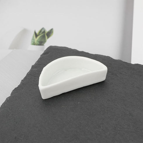 ECSiNG 6PCS 4.21x2x1.05cm Hermit Crab Mini Ceramic Dish Semicircle Shape Reptile Food Bowl for Spider Hermit Crab