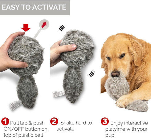 Hyper Pet Doggie Tail Interactive Plush Automatic Dog Toys, Durable, Wiggles, Vibrates, and Barks, Batteries Included
