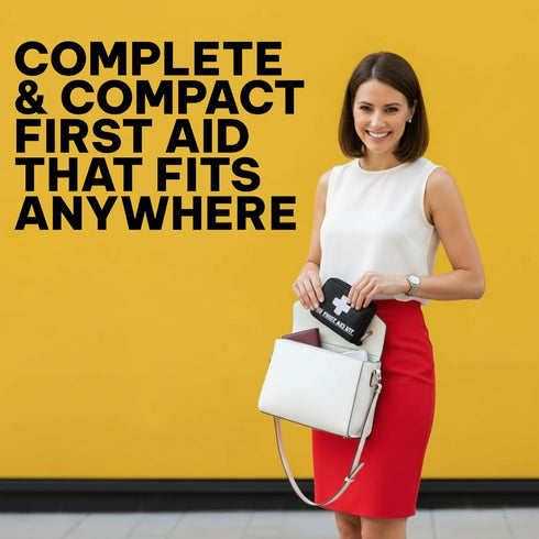 M2 150 BASICS Compact First Aid Kit, Pieces, Portable Emergency Kit with Carry Bag and Carabiner for Travel, Car