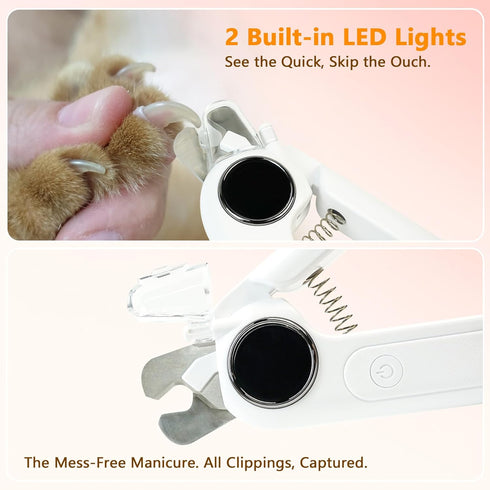 2-in-1 Trimming Dog Nail Clippers with Light & Digital Display Upgraded Pet Nail Grinder, Safety Guard, USB