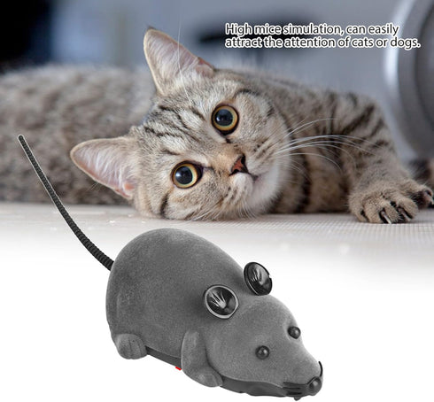 Remote Control Rat Toy, Wireless Electronic Mouse Pet Toy for Cats Dogs, Funny Mice Novelty Gift (Gray)