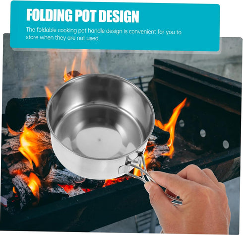 1set Set Backpacking Toddmomy Outdoor Cookware Stainless Steel Portable Cooking Pot and Frying Pan for Camping Picnic