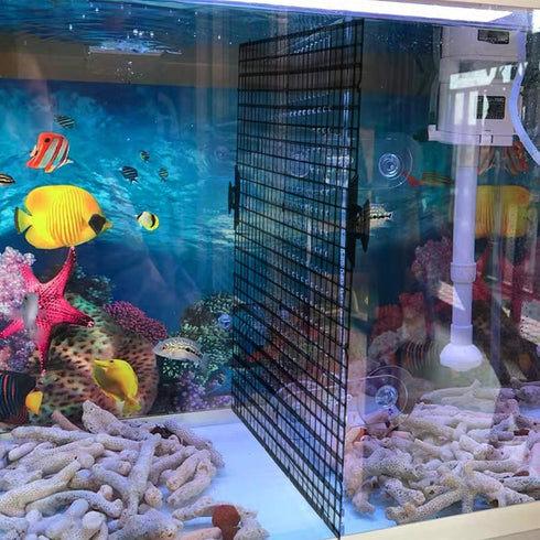 TIHOOD 4PCS Aquarium Divider Tray, Plastic Grid Egg Crate Light Diffuser with 8PCS Sucker Clip