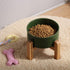 Petygooing Rust Green Elevated Ceramic Dog Bowl for Small Breeds, Anti-Slip Rubber Stand, 13.5 OZ (5.1 In / 1.7 Cups)