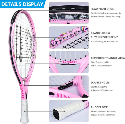 Tennis Racket for Kids Junior, 19/21/23/25 Inch Youth Racquet with Cover for Beginners Age 3-12
