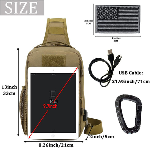 Valinov Backpacks,Military Daypack Backpack Tactical Shoulder Bag,Molle Shoulder Sling with USB Charging port