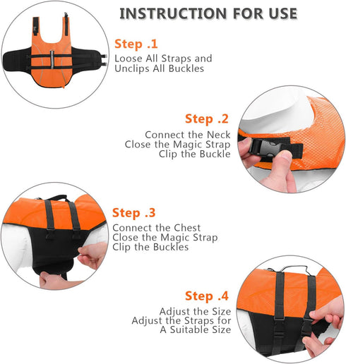 Ripstop Dog Life Jacket Shark Life Vest for Dogs, Safety Lifesaver with High Buoyancy for Small and Medium Breeds