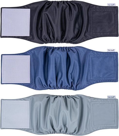 Pet Soft Dog Belly Band - 3 Packs Reusable Male Dog Diapers Belly Wraps, Washable Belly Bands for Male Dogs (Classic, M)
