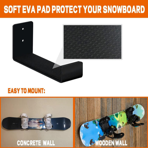 Poskad Ski Wall Mount Display, Snowboard Wall Rack, Solid Aluminum Shelf Brackets for Home and Garage Storage