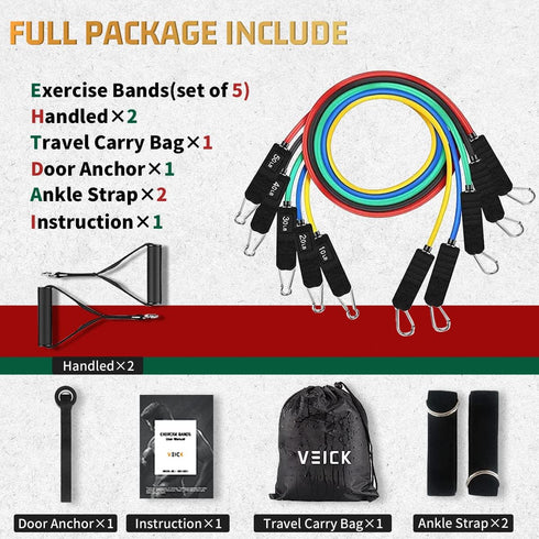 VEICK Resistance Bands, Exercise Bands, Workout Bands, Resistance Bands for Working Out with Handles for Men and Women, Exercising Bands for Fitness Weights Work Out at Home by VEICK