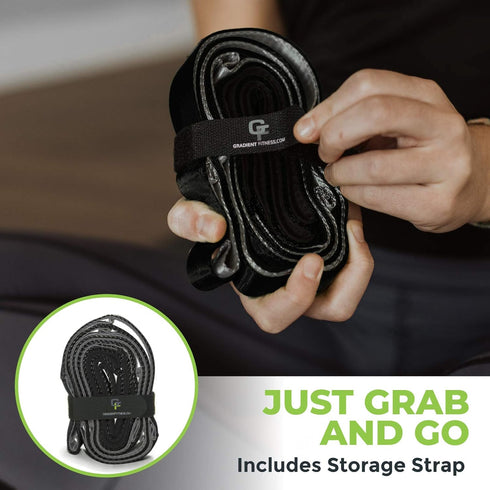 Gradient Fitness Stretching Strap for Physical Therapy, 12 Multi-Loop 1" W x 8' L, Neoprene Handles
