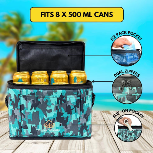 8 8 500ml 10 Insulated Can Cooler Bag | Fits x Beer Cans | Keep Drinks Cool for up to Hours | Ideal for Carrying Beer