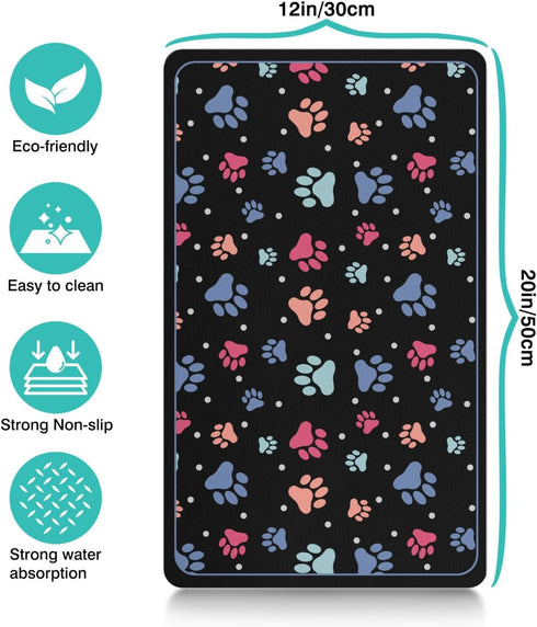 Dog Mat for Food and Water, Absorbent 20x12in Quick Dry Dog Water Bowl Mat