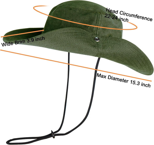 ZOORON Unisex Boonie Hats, 100% Cotton Bucket Hat, Wide Brim for Hiking Fishing Safari
