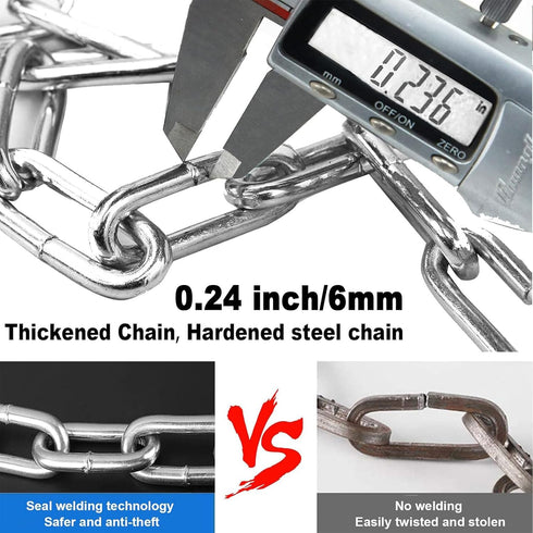 Chain Lock, Heavy Duty Anti-Theft Chain Lock, 2.72 Ft Security Locks with 3 Keys, Waterproof Lock Chain for Scooter, Motorcycle, Door, Gate, Fence by Weogine
